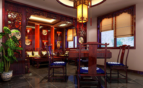 佛山古典中式风格茶楼包间设计装修效果图