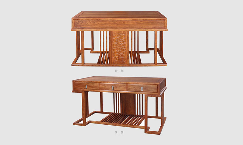 佛山 别墅中式家居书房装修实木书桌效果图